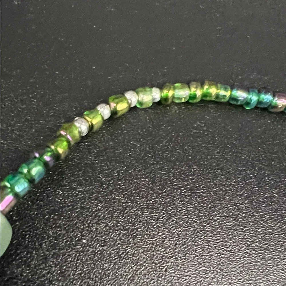 Artisan Handmade Green Stone 20” Necklace with Silver Medallion Pendant - Picture 7 of 10